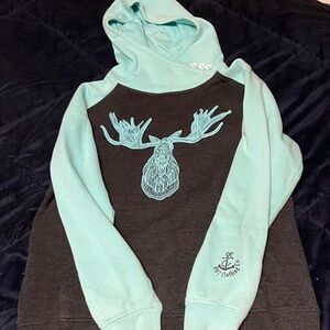 Mint and Black Moose Graphic Hoodie